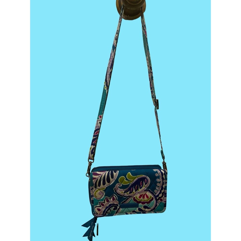 Vera Bradley Blue Paisley All-in-One Crossbody Wallet Wristlet Bag - Picture 4 of 10